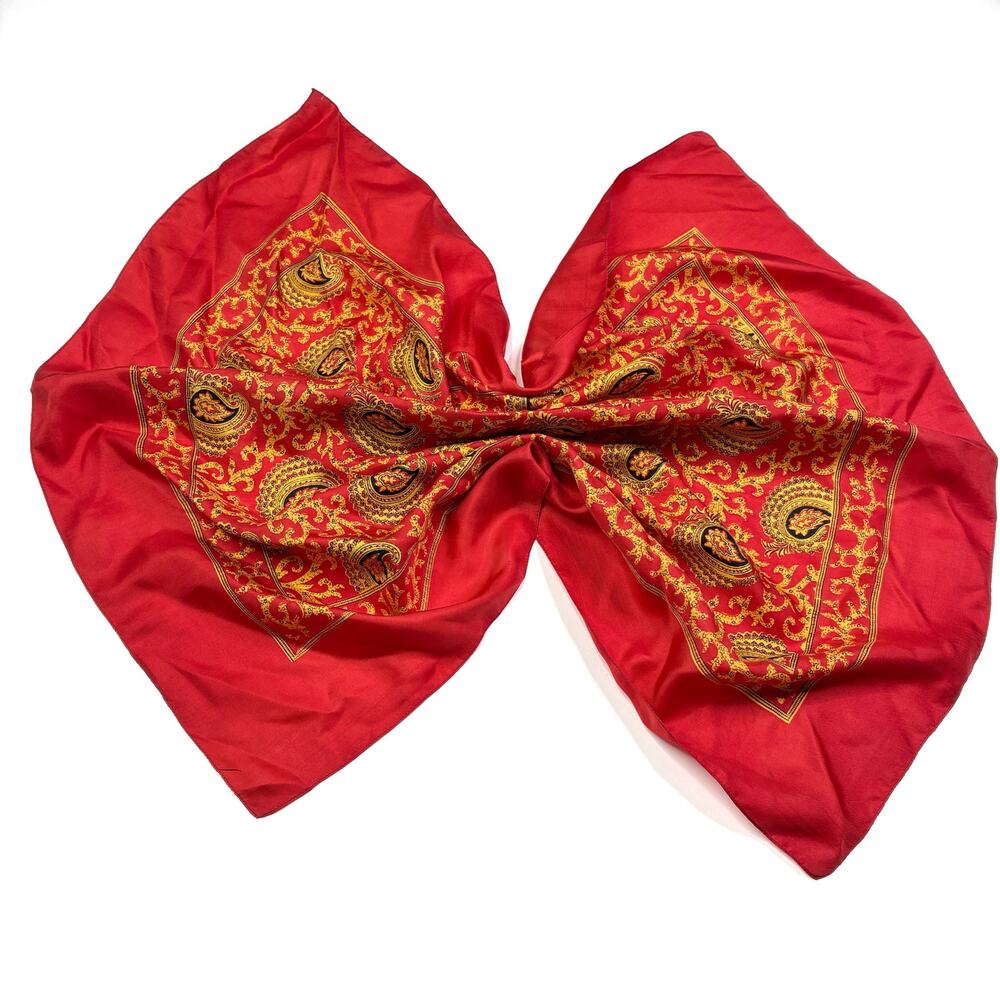 Liberty of London Vintage Red Paisley Bandana Western Silk Scarf 26” Square